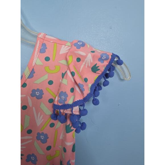 Dot Dot Smile Floral Vibrant Pink Pom Pom Empire Dress Size 8/10 - Picture 3 of 4